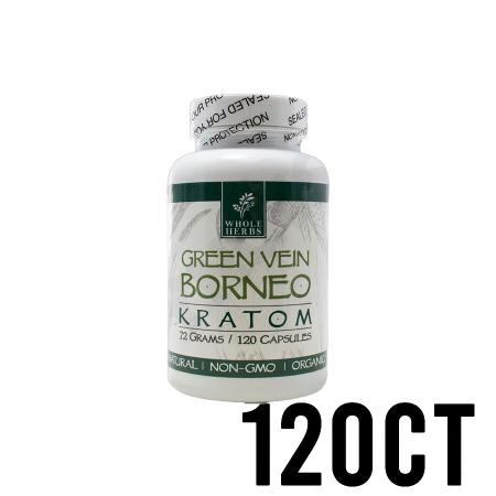 120ct Green Vein Borneo Whole Herbs Kratom Capsules