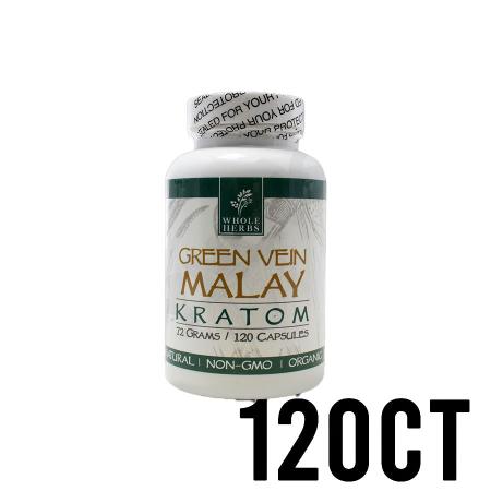 120ct Green Vein Malay Whole Herbs Kratom Capsules
