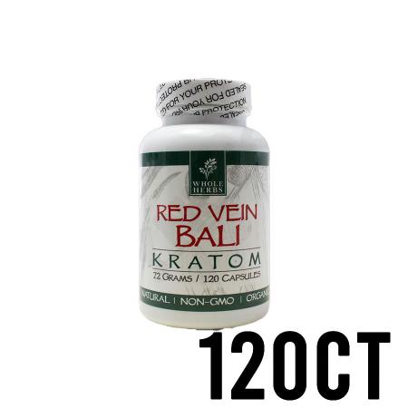 120ct Red Vein Bali Whole Herbs Kratom Capsules