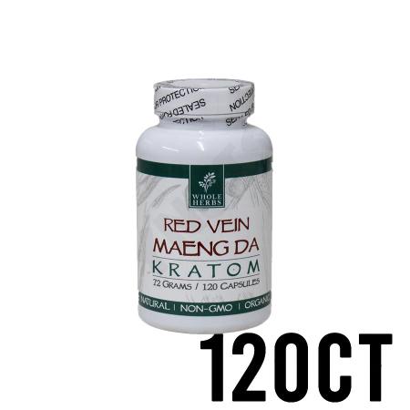 120ct Red Vein Maeng Da Whole Herbs Kratom Capsules