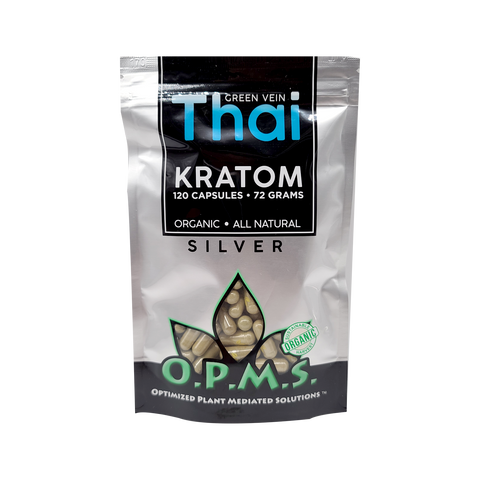120ct OPMS Silver Green Vein Thai Kratom Extract Capsules