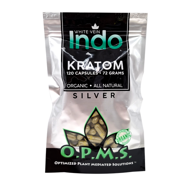 120ct OPMS Silver White Vein Indo Kratom Extract Capsules – Quick