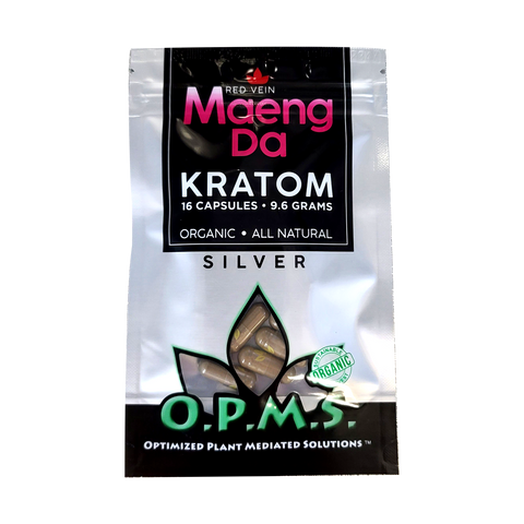 16ct OPMS Silver Red Vein Maeng Da Kratom Extract Capsules