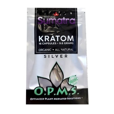 16ct OPMS Silver Red Vein Sumatra Kratom Extract Capsules
