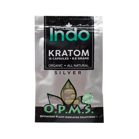 16ct OPMS Silver White Vein Indo Kratom Extract Capsules