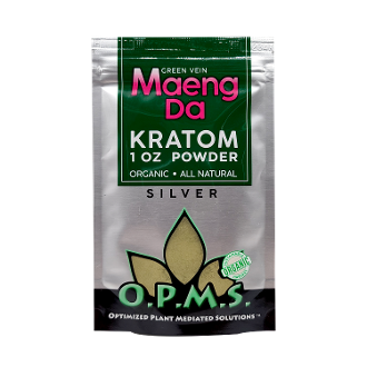 1oz OPMS Silver Green Vein Maeng Da Kratom Extract Powder