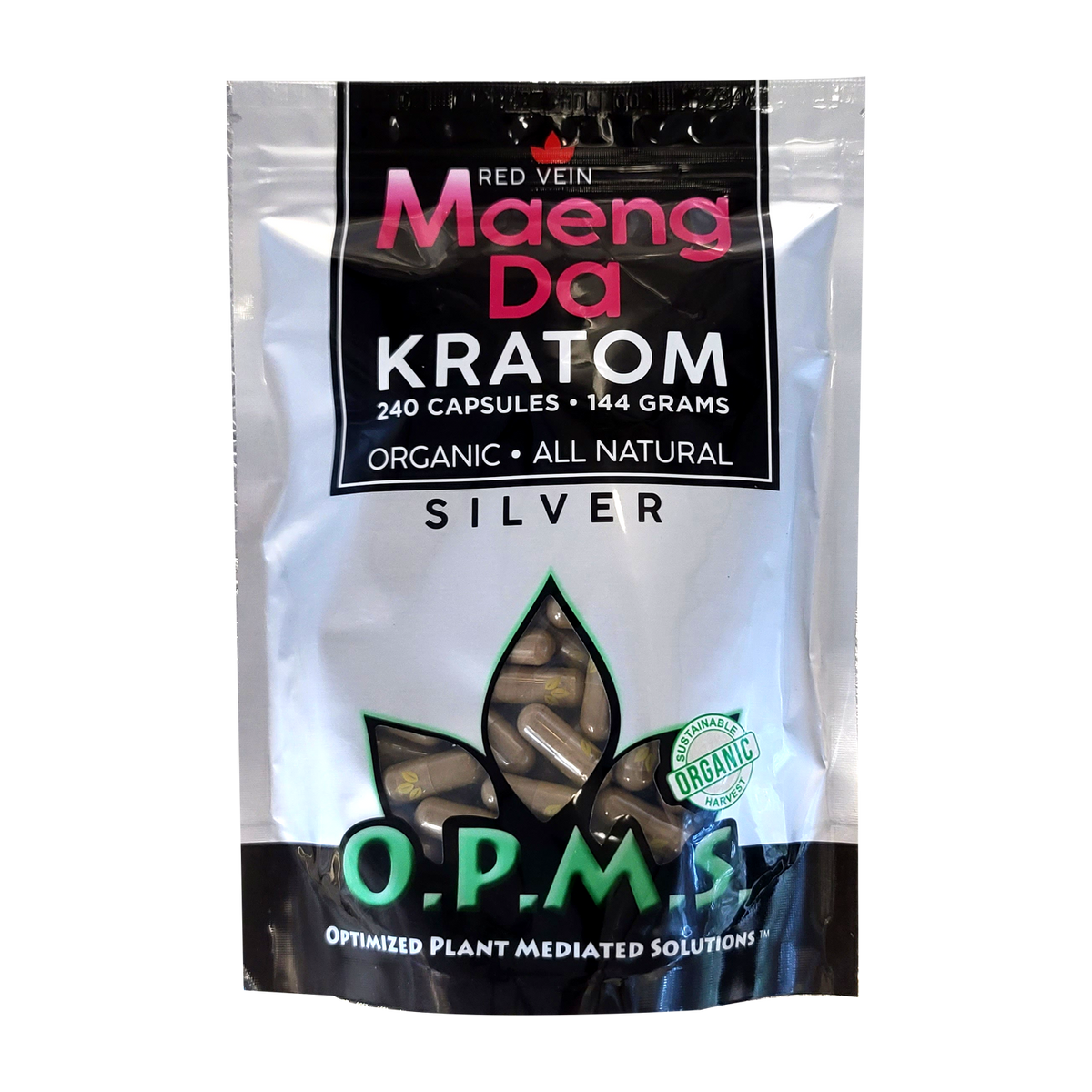 240ct OPMS Silver Red Vein Maeng Da Kratom Extract Capsules