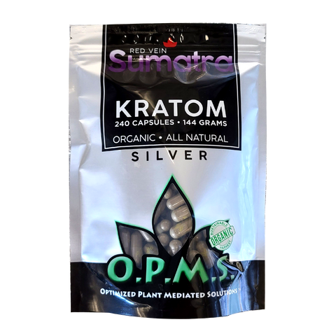 240ct OPMS Silver Red Vein Sumatra Kratom Extract Capsules