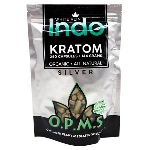 240ct OPMS Silver White Vein Indo Kratom Extract Capsules