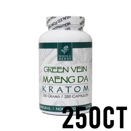 250ct Green Vein Maeng Da Whole Herbs Kratom Capsules