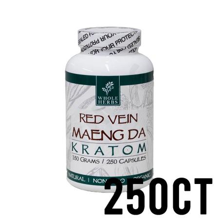 250ct Red Vein Maeng Da Whole Herbs Kratom Capsules