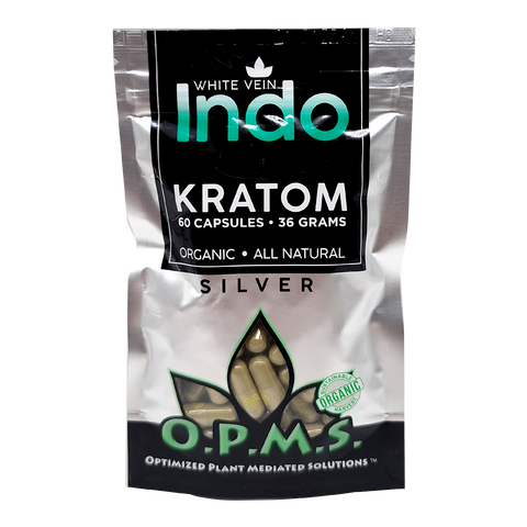 30ct OPMS Silver White Vein Indo Kratom Extract Capsules
