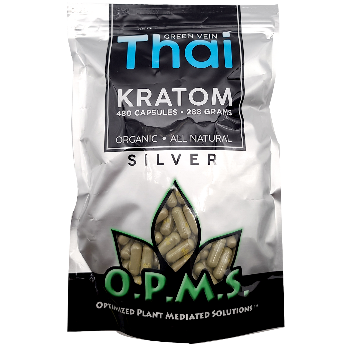 480ct OPMS Silver Green Vein Thai Kratom Extract Capsules