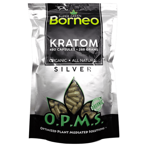 480ct OPMS Silver Super Green Borneo Kratom Extract Capsules