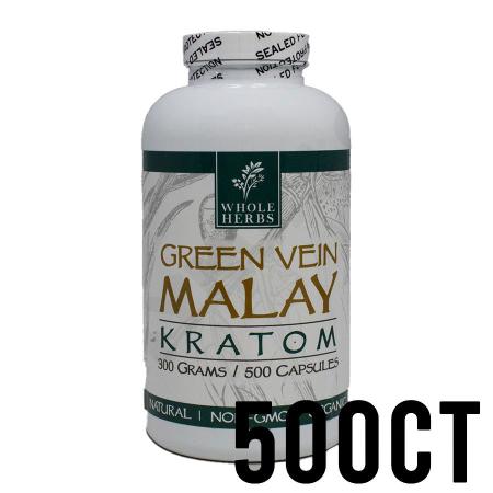 500ct Green Vein Malay Whole Herbs Kratom Capsules