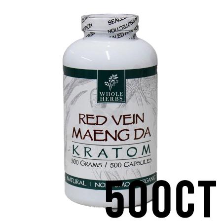 500ct Red Vein Maeng Da Whole Herbs Kratom Capsules