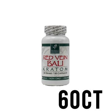 60ct Red Vein Bali Whole Herbs Kratom Capsules