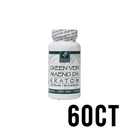 60ct Green Vein Maeng Da Whole Herbs Kratom Capsules