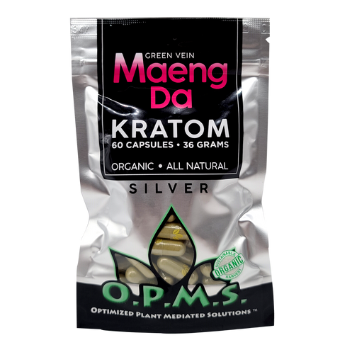60ct OPMS Silver Green Vein Maeng Da Kratom Extract Capsules